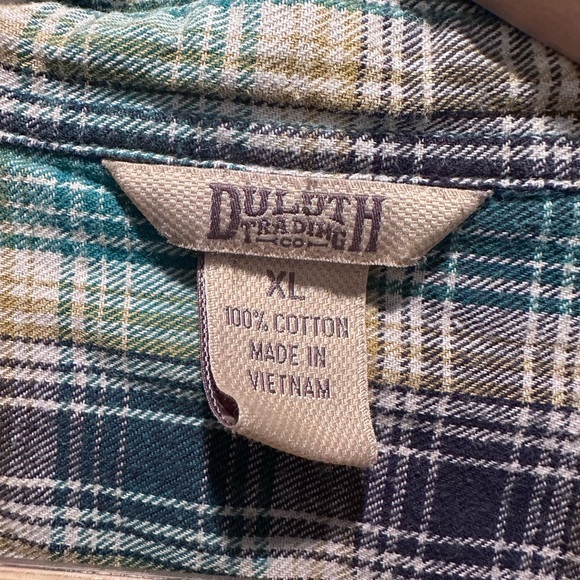 Duluth Trading Co Women's Blue Plaid Flannel Button Down Cotton Shirt Size XL - Picture 3 of 5